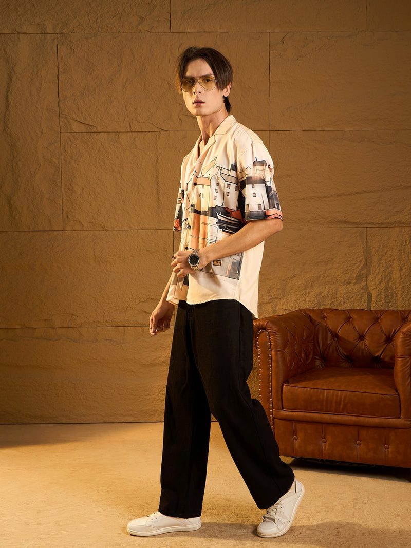 Digital Printed Drop Shoulder Oversized Casual Shirt