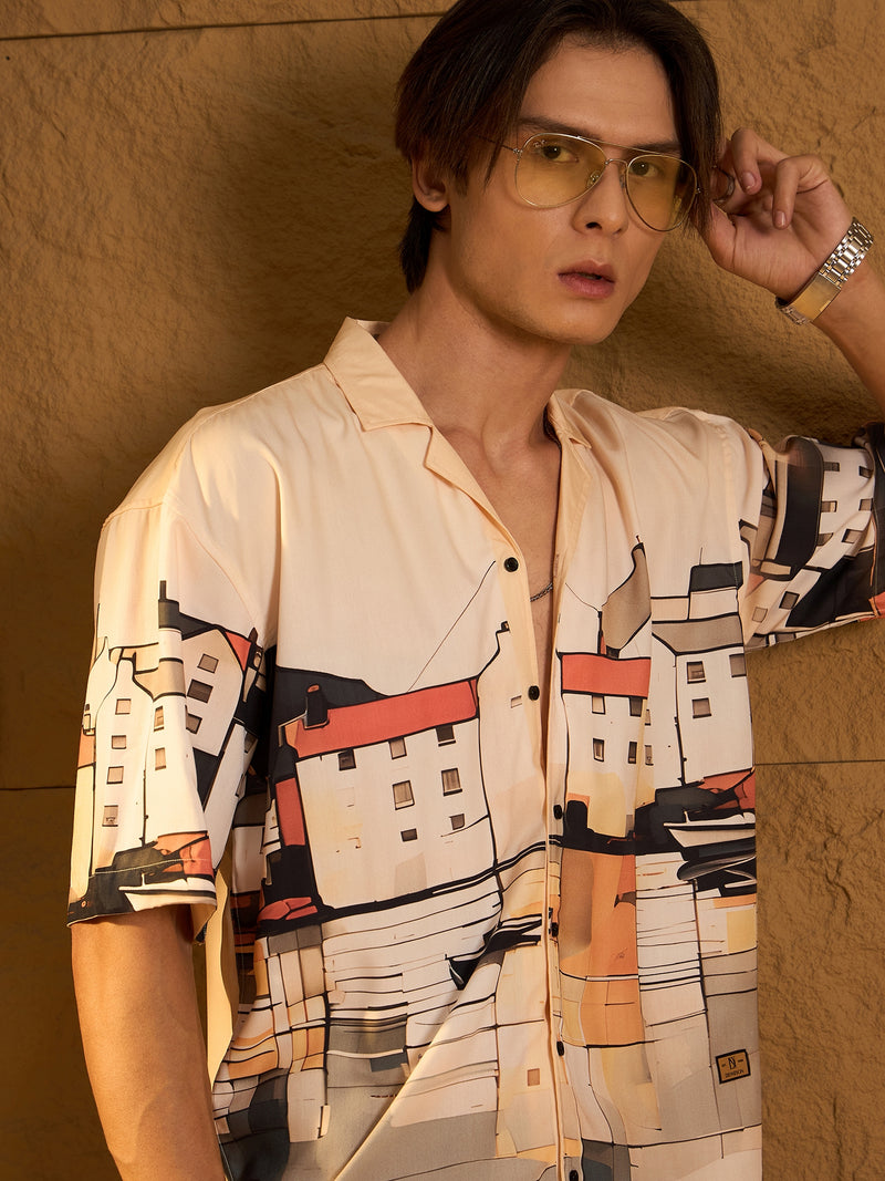 Digital Printed Drop Shoulder Oversized Casual Shirt
