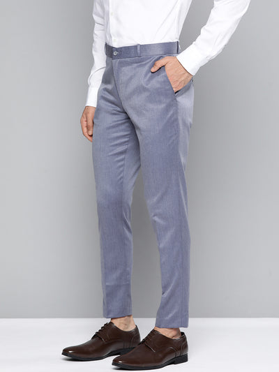DENNISON Men Blue Smart Tapered Fit Easy Wash Trousers