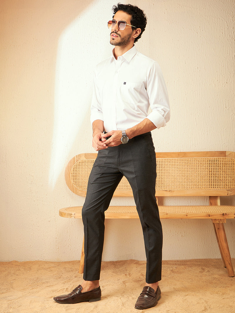 White: Smart Spread Collar Cotton Formal Shirt