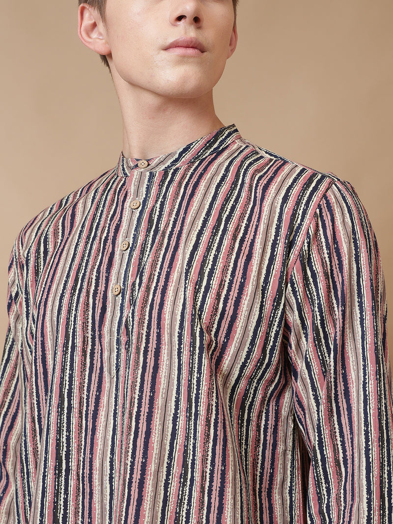 Earthy Striped Cotton Kurta