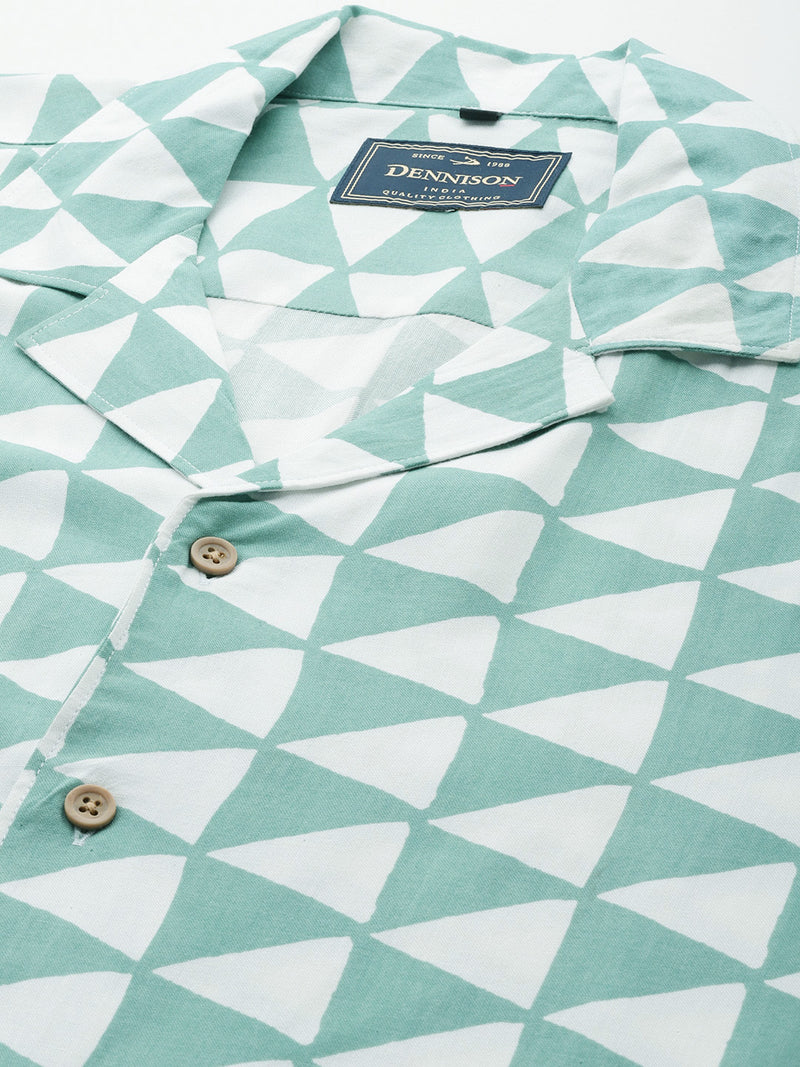 DENNISON Men Comfort Fit Coord Set | Printed Shirt With Shorts