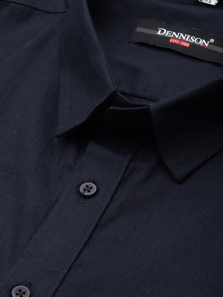 Navy Blue: Spread Collar Shirt