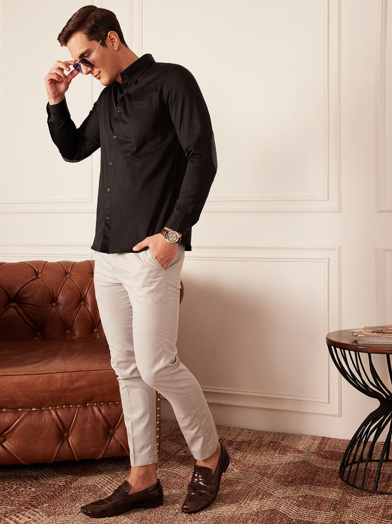 DENNISON Elbow Patch Smart Slim Fit Opaque Formal Shirt