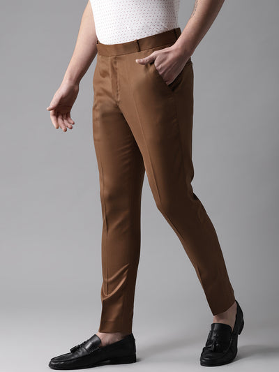 DENNISON Men Brown Smart Tapered Fit Trousers