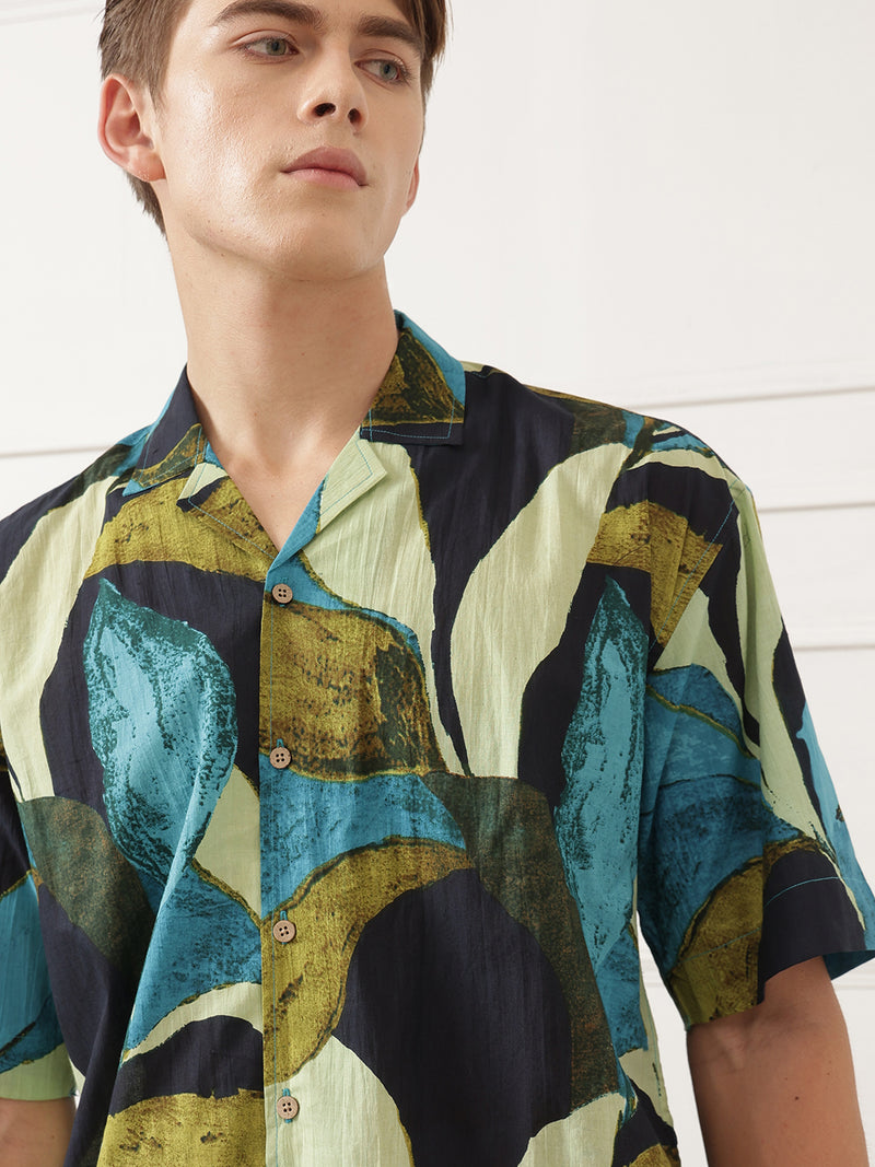 Abstract Print Oversized Shirt