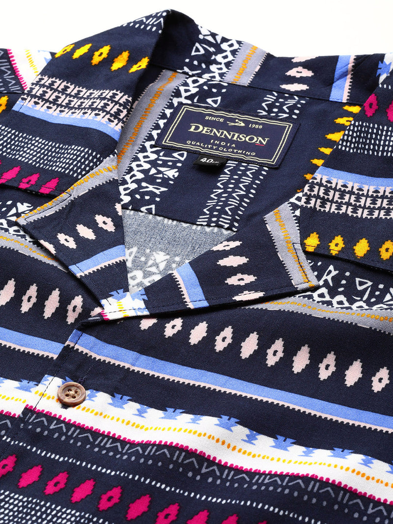 Multicoloured: Half Sleeves Block Printed Shirt