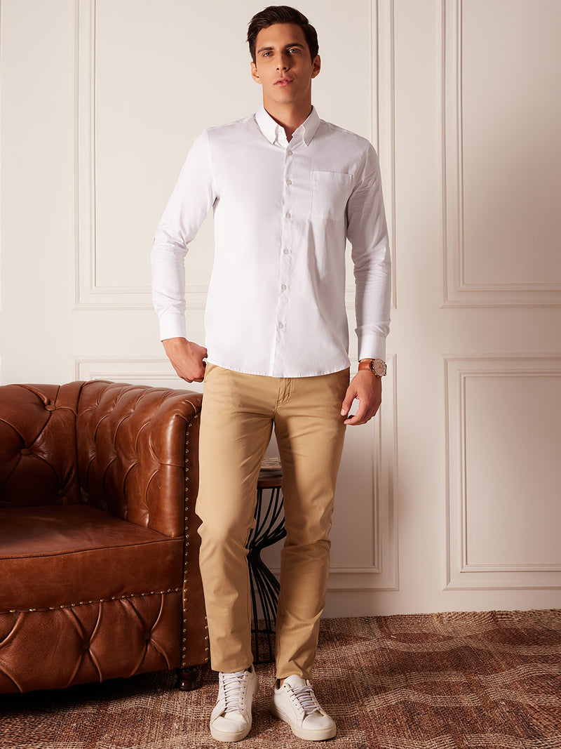 White: Full Sleeves Opaque Formal Shirt