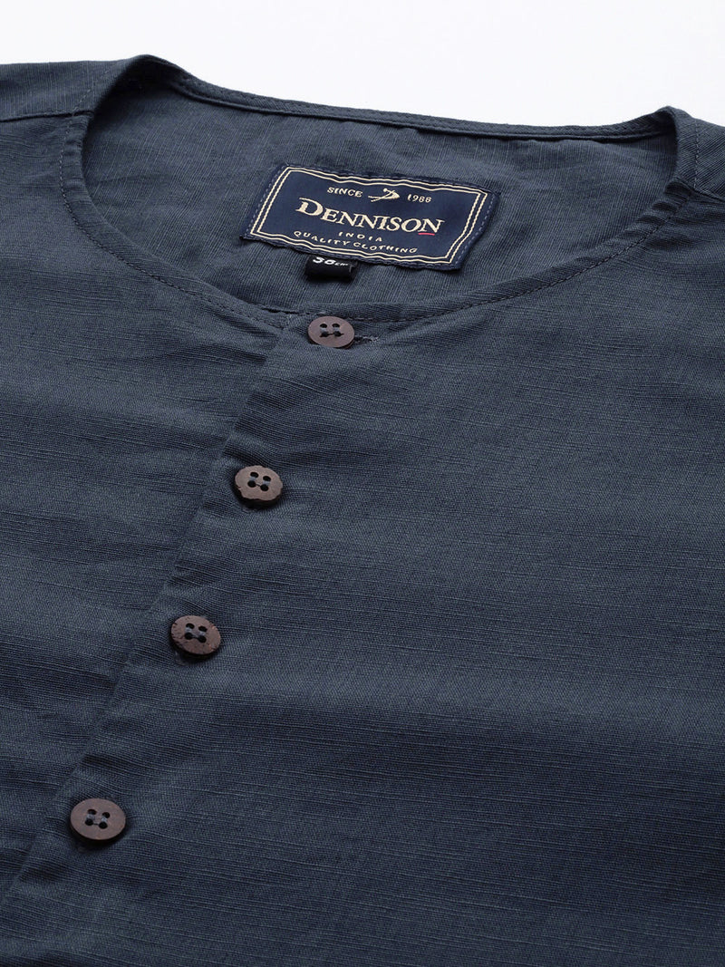 DENNISON Men Solid Linen Kurta