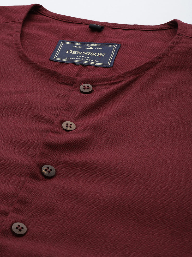 DENNISON Men Solid Linen Kurta