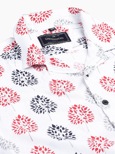 White & Red: Printed Shirt