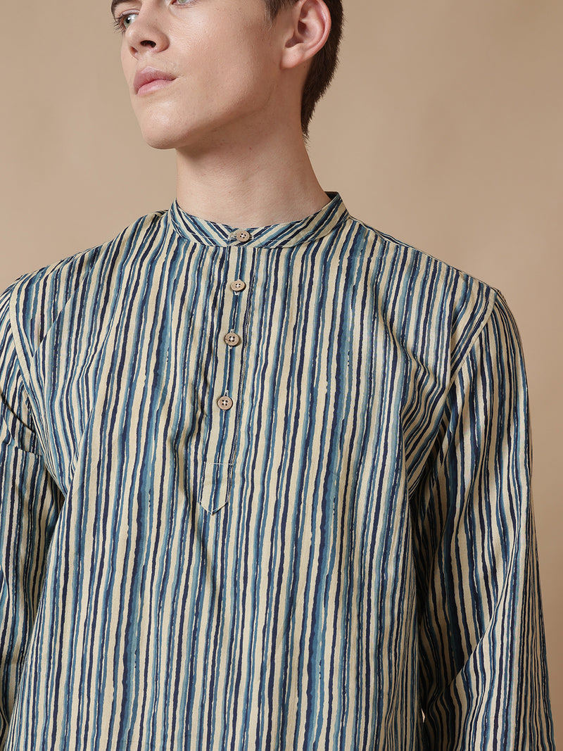 Retro Striped Cotton Kurta
