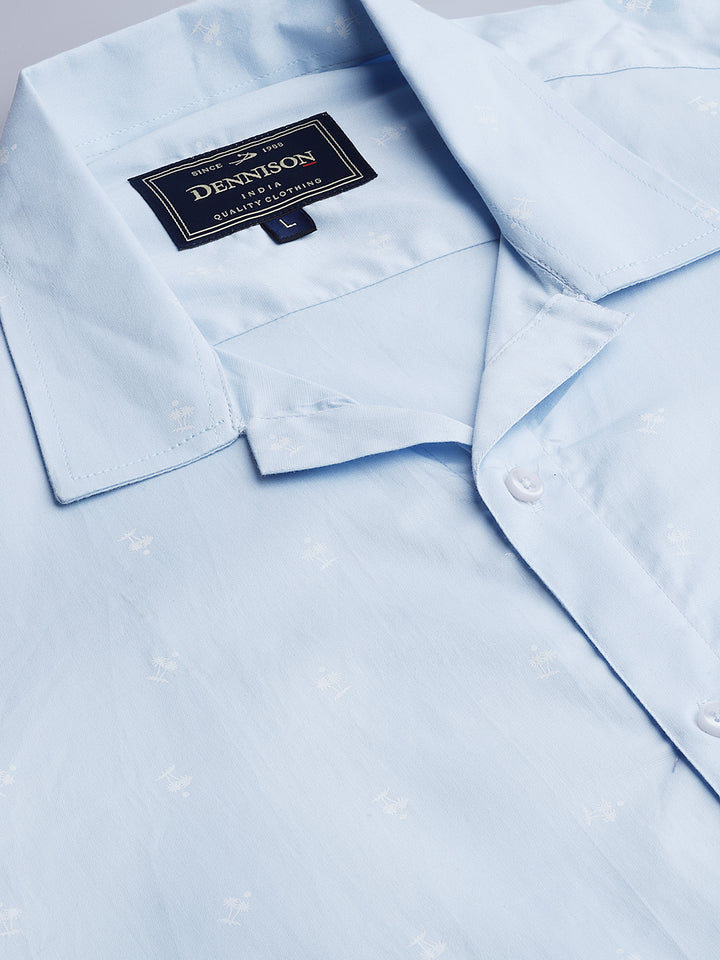 Blue & White: Tropical Printed Shirt