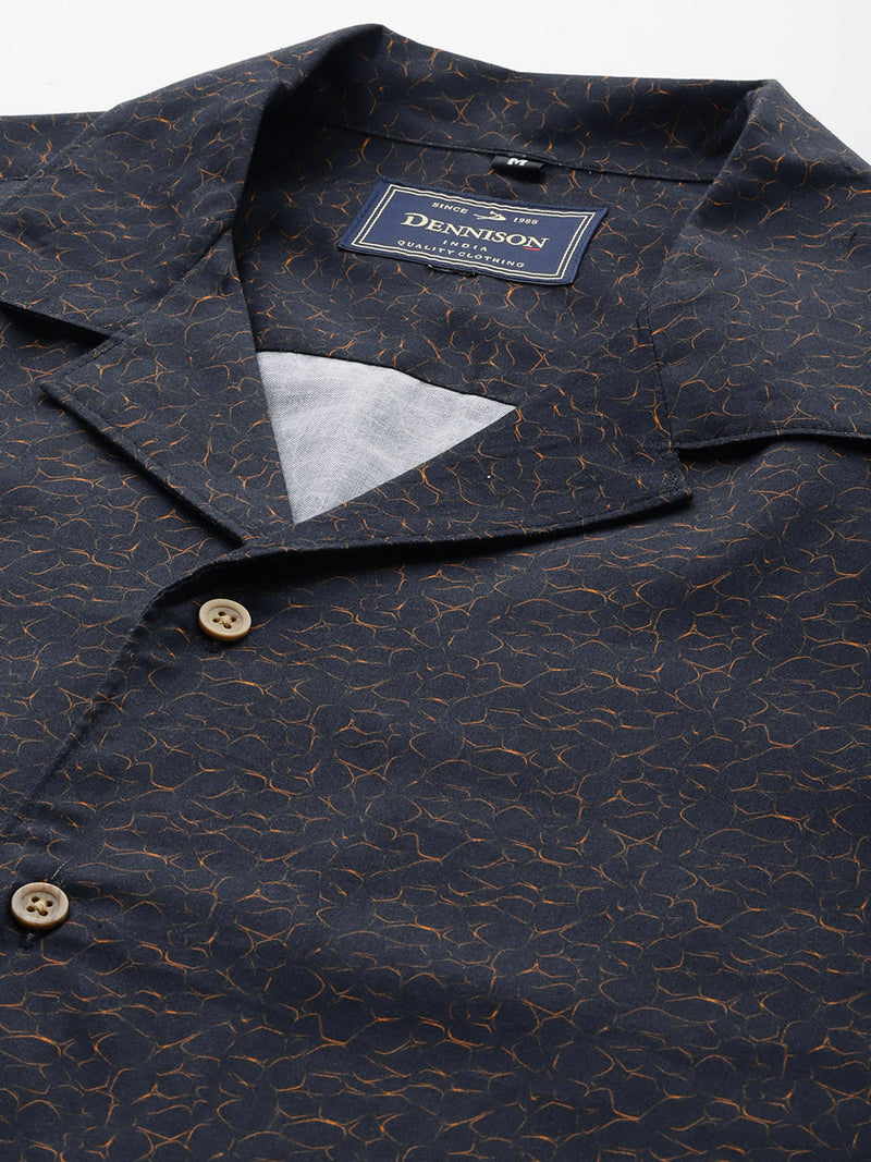 DENNISON Men Comfort Fit Coord Set | Printed Shirt With Shorts