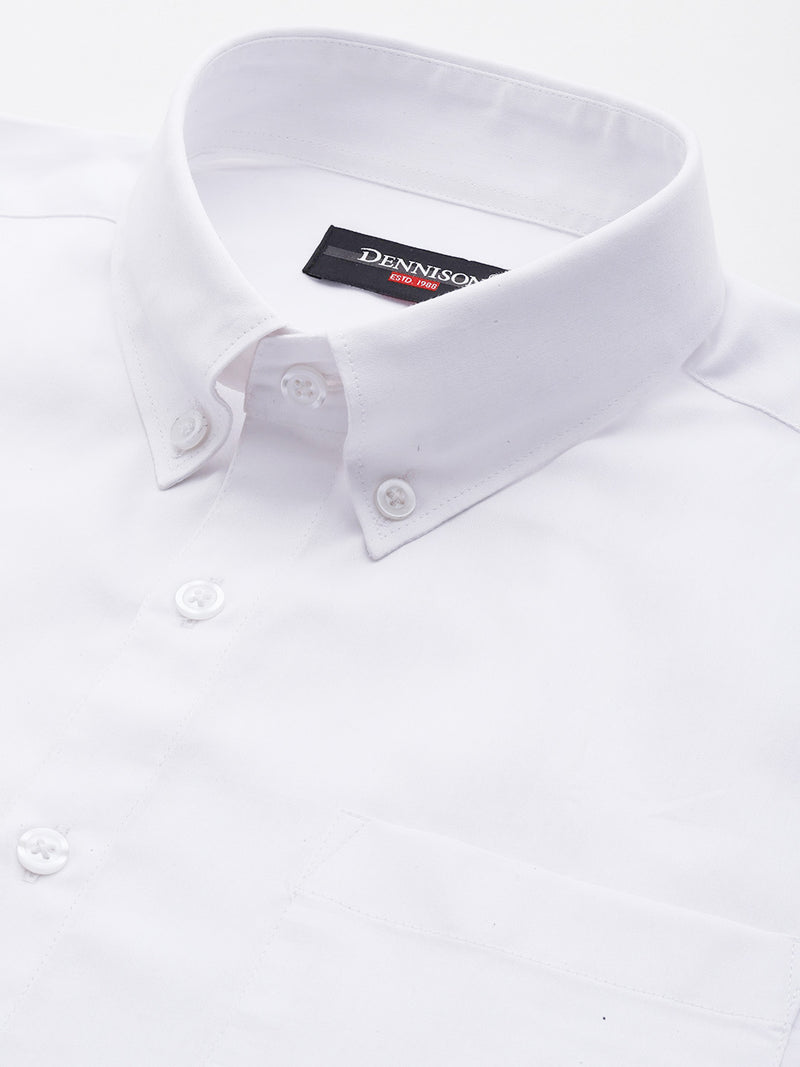 White: Full Sleeves Elbow Patch Formal Shirt