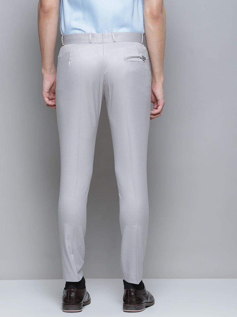 DENNISON Men Grey Smart Tapered Fit Trousers