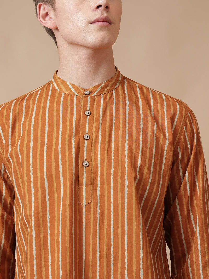 Retro Striped Cotton Kurta