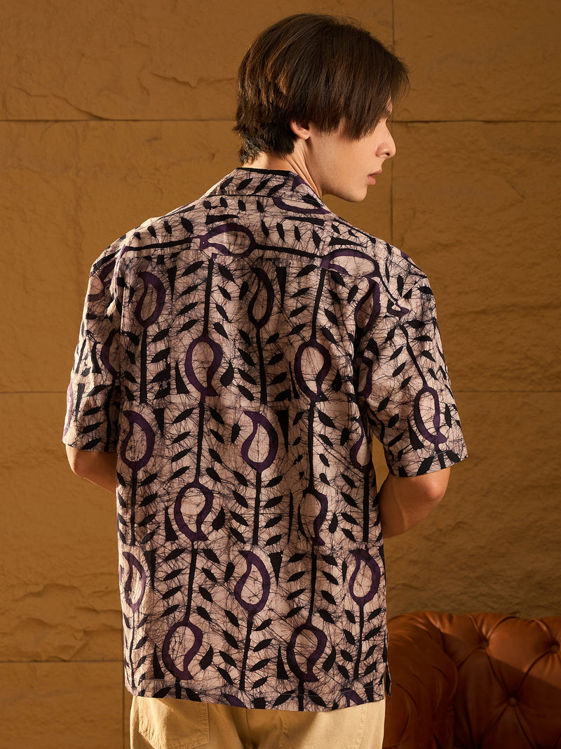 Abstract Print Drop Shoulder Oversized Casual Shirt