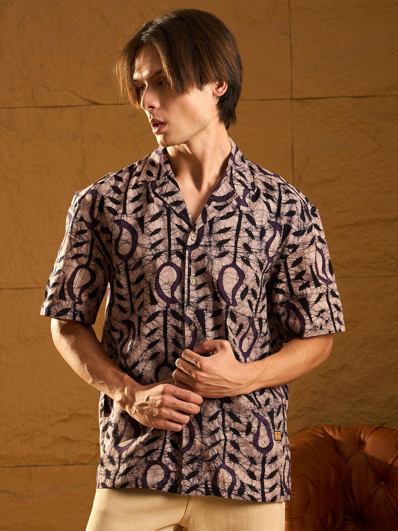 Abstract Print Drop Shoulder Oversized Casual Shirt