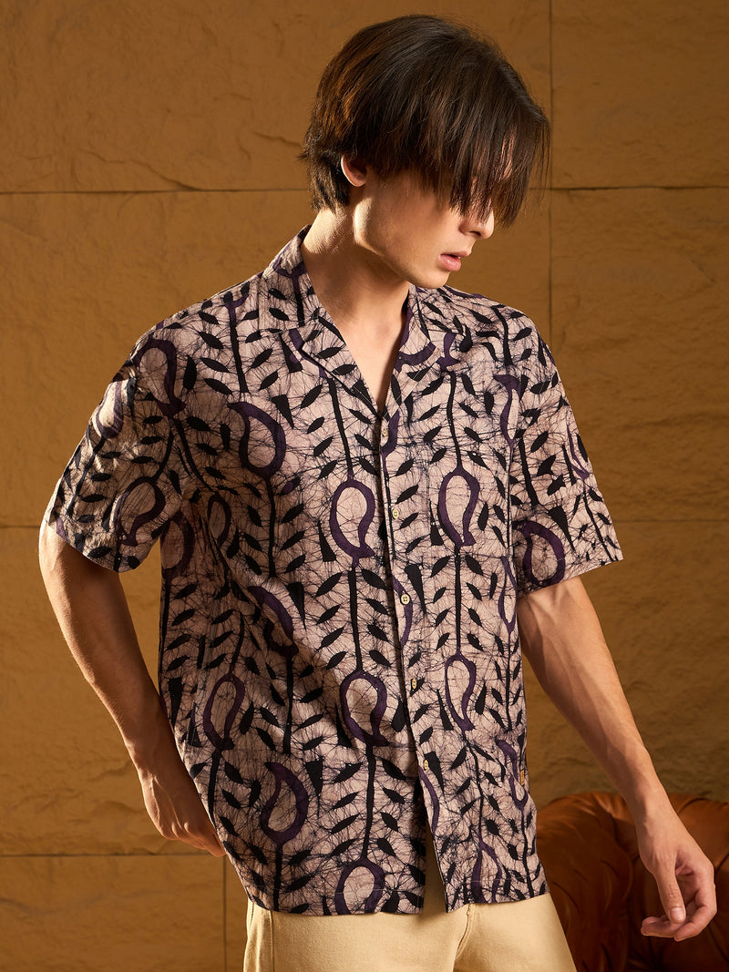 Abstract Print Drop Shoulder Oversized Casual Shirt