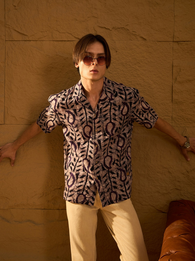 Abstract Print Drop Shoulder Oversized Casual Shirt