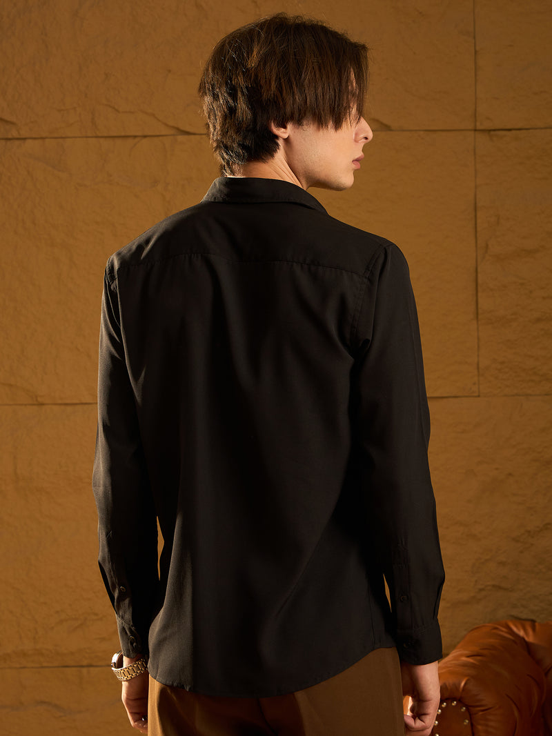Black: Full Sleeves Partywear Casual Shirt