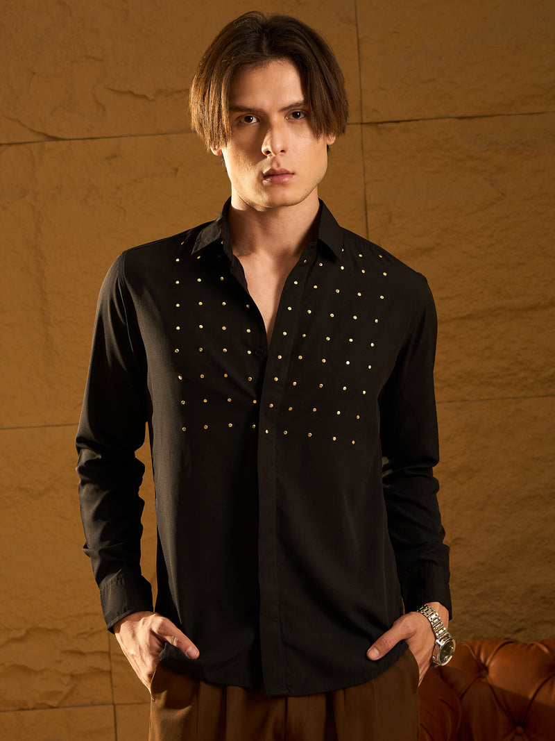 Black: Full Sleeves Partywear Casual Shirt