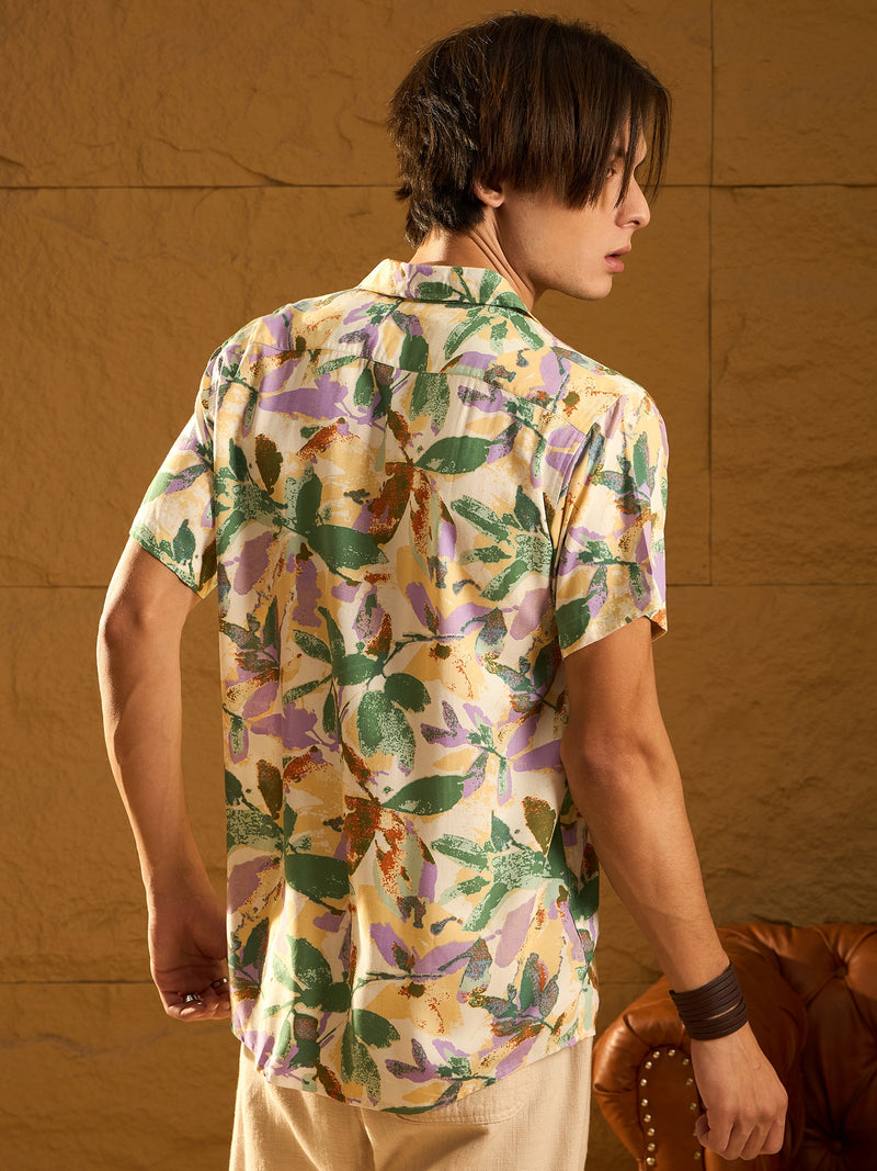 Floral Printed Drop Shoulder Oversized Rayon Shirt