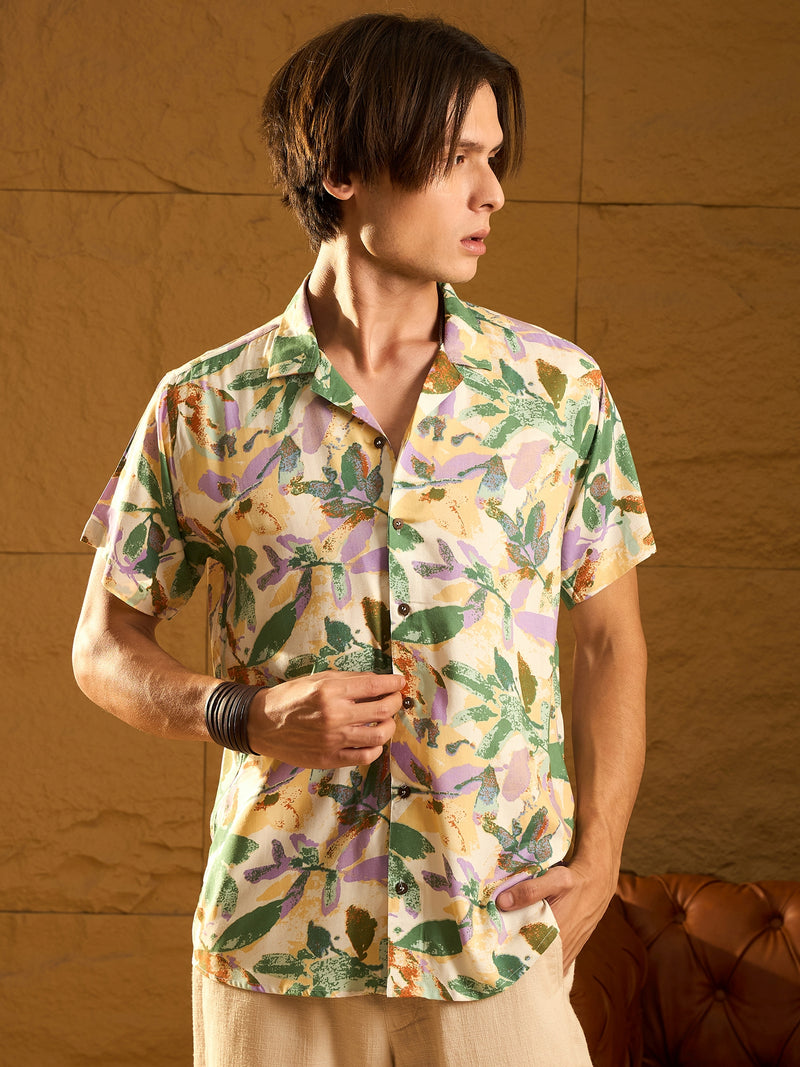 Floral Printed Drop Shoulder Oversized Rayon Shirt