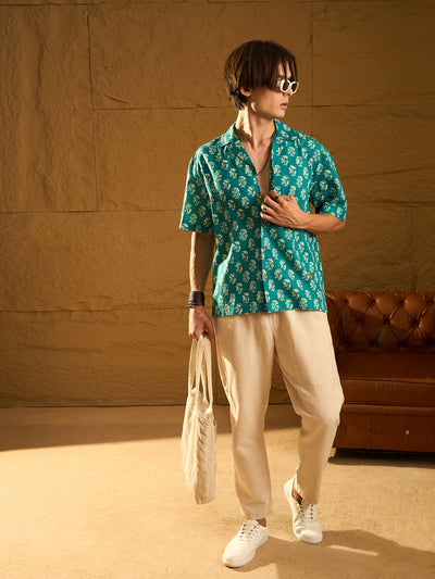 Green Sleeves Floral Printed Shirt