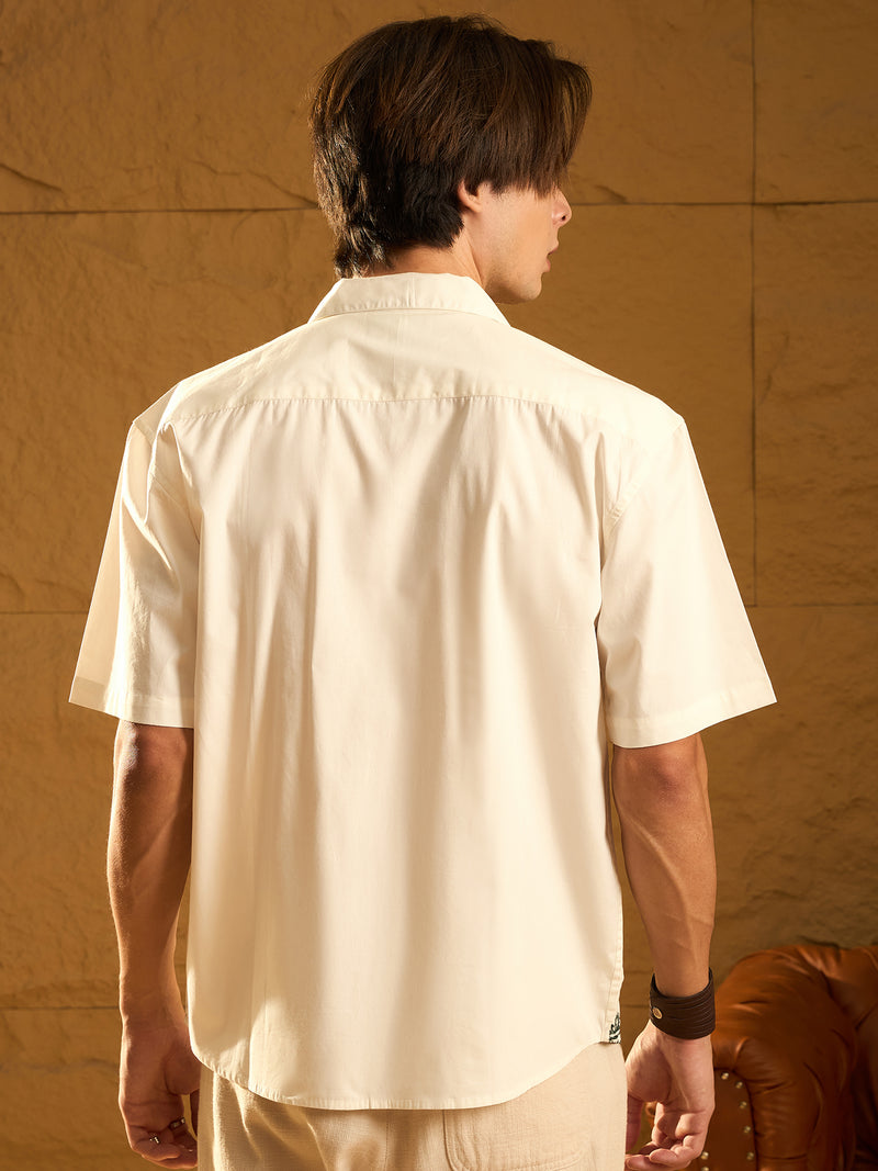 White : Half Sleeves Embroidery Shirt
