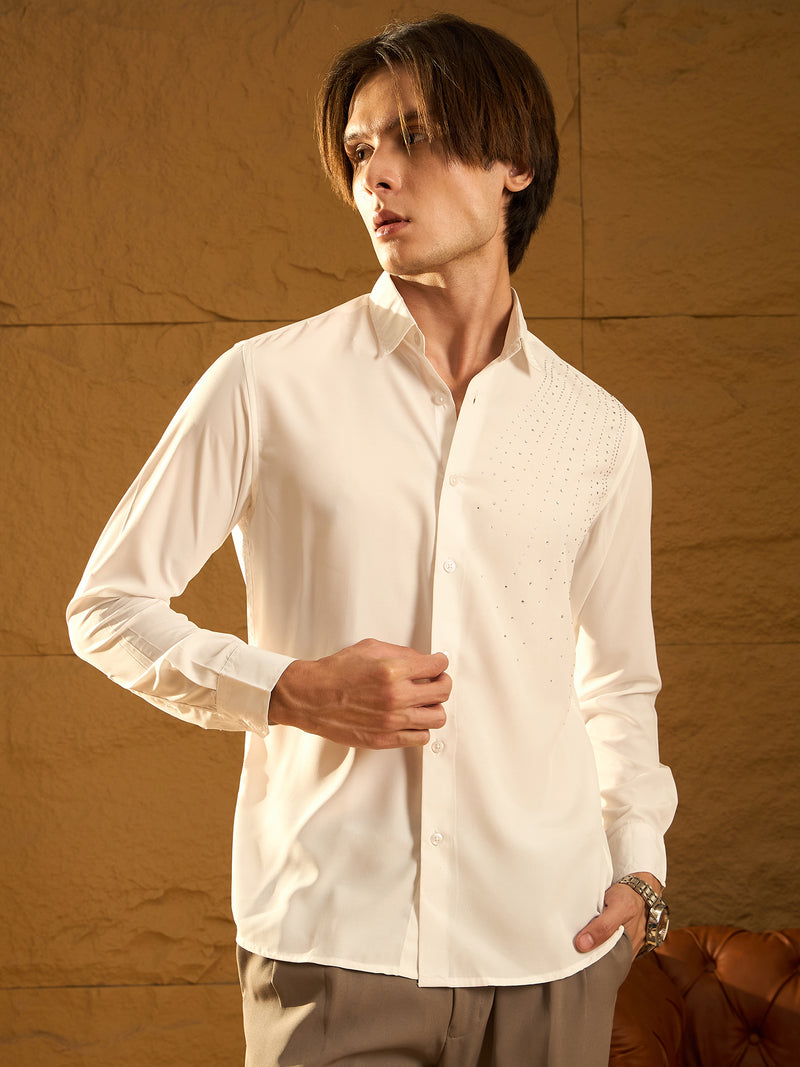 White: Full sleeve Partywear Shirt