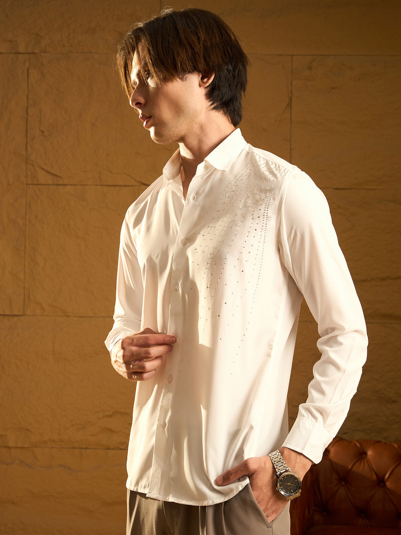 White: Full sleeve Partywear Shirt