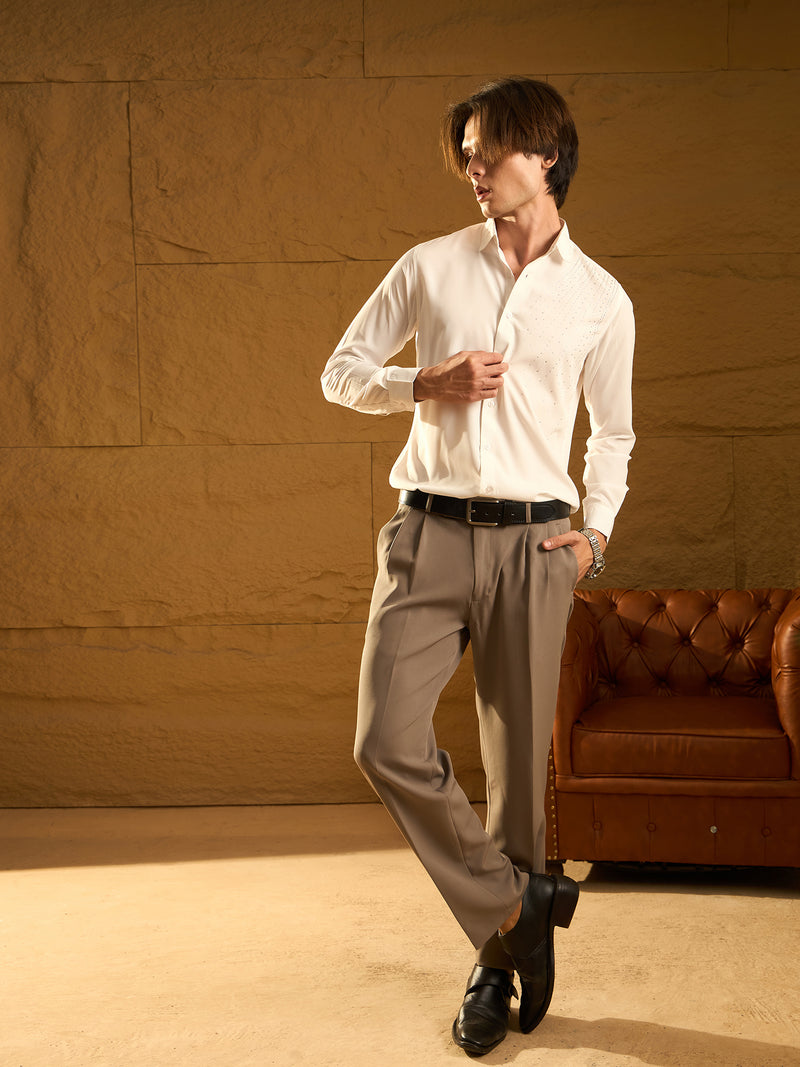 White: Full sleeve Partywear Shirt