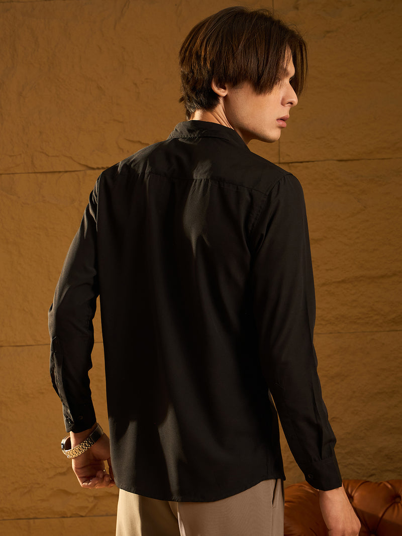 Black: Full Sleeves Partywear Shirt
