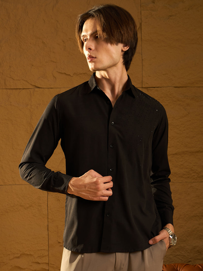 Black: Full Sleeves Partywear Shirt