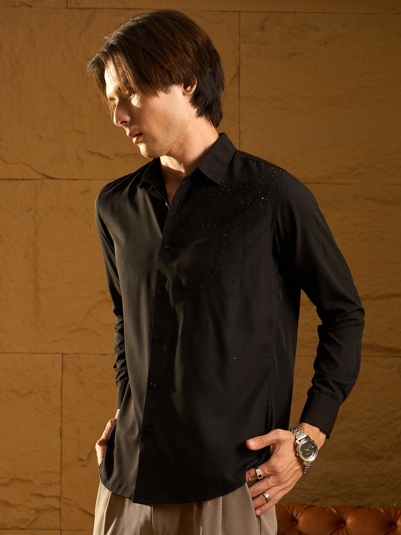 Black: Full Sleeves Partywear Shirt