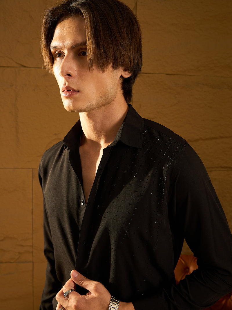 Black: Full Sleeves Partywear Shirt
