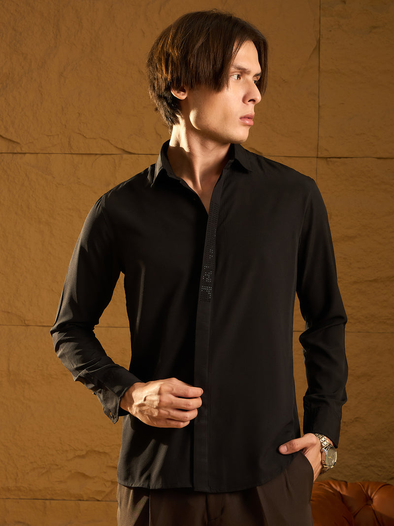 Black: Full Sleeves Partywear Shirt