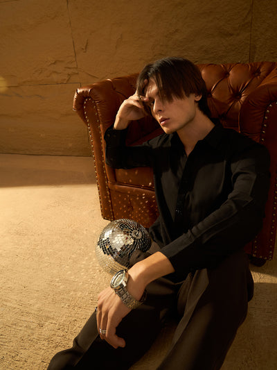 Black: Full Sleeves Partywear Shirt