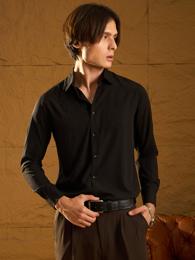 Black: Full Sleeves Partywear Shirt