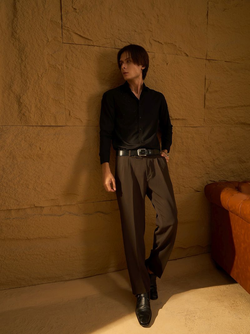 Black: Full Sleeves Partywear Shirt