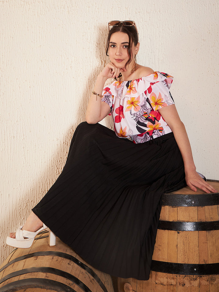 Floral Printed Off-Shoulder Bardot Top