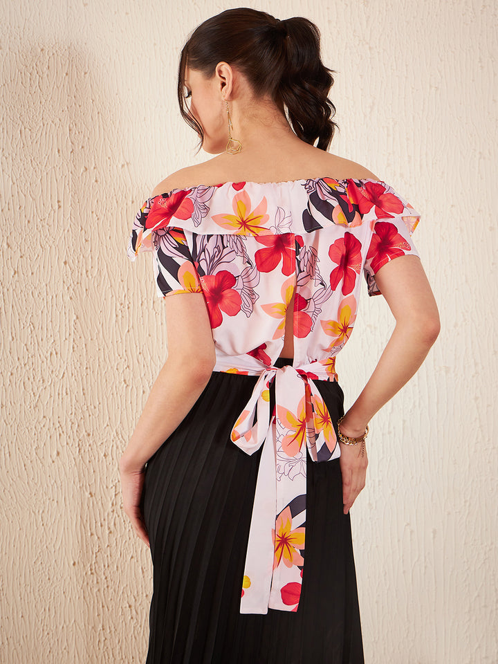 Floral Printed Off-Shoulder Bardot Top