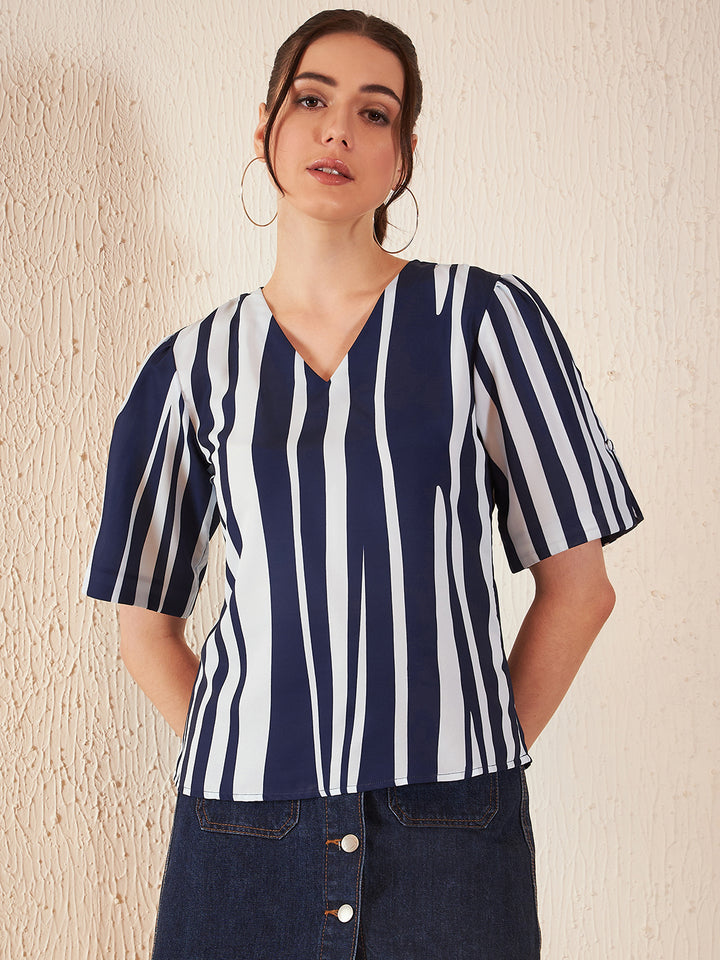 Vertical Striped Crepe Top