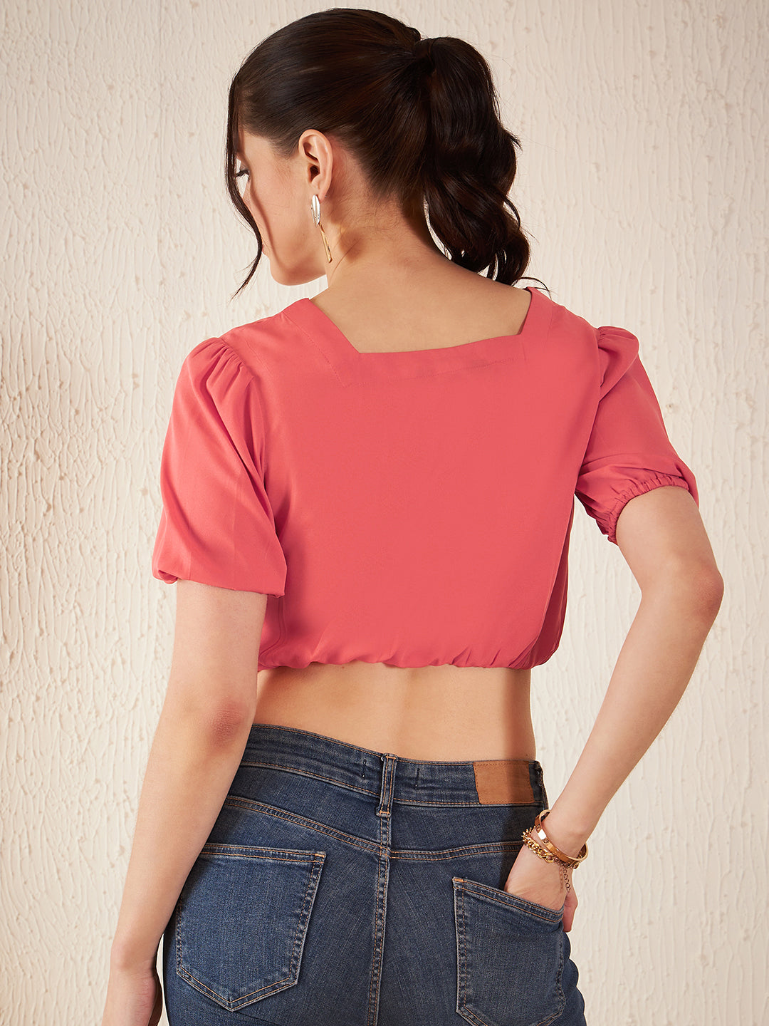 Orange crop blouson Top