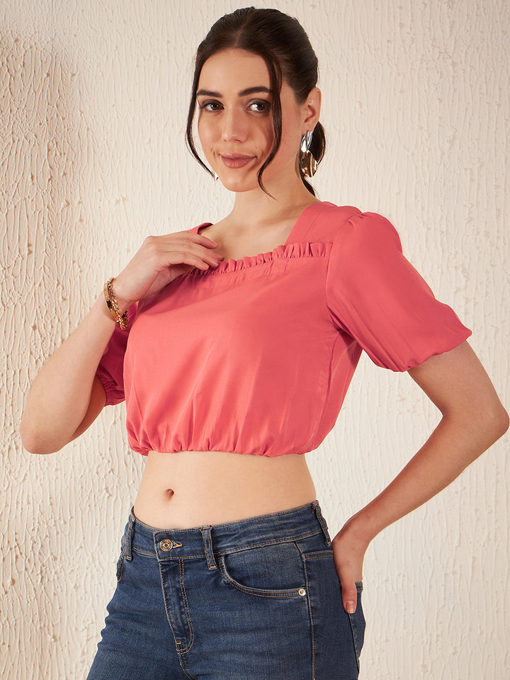 Orange crop blouson Top