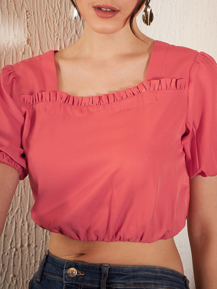 Orange crop blouson Top