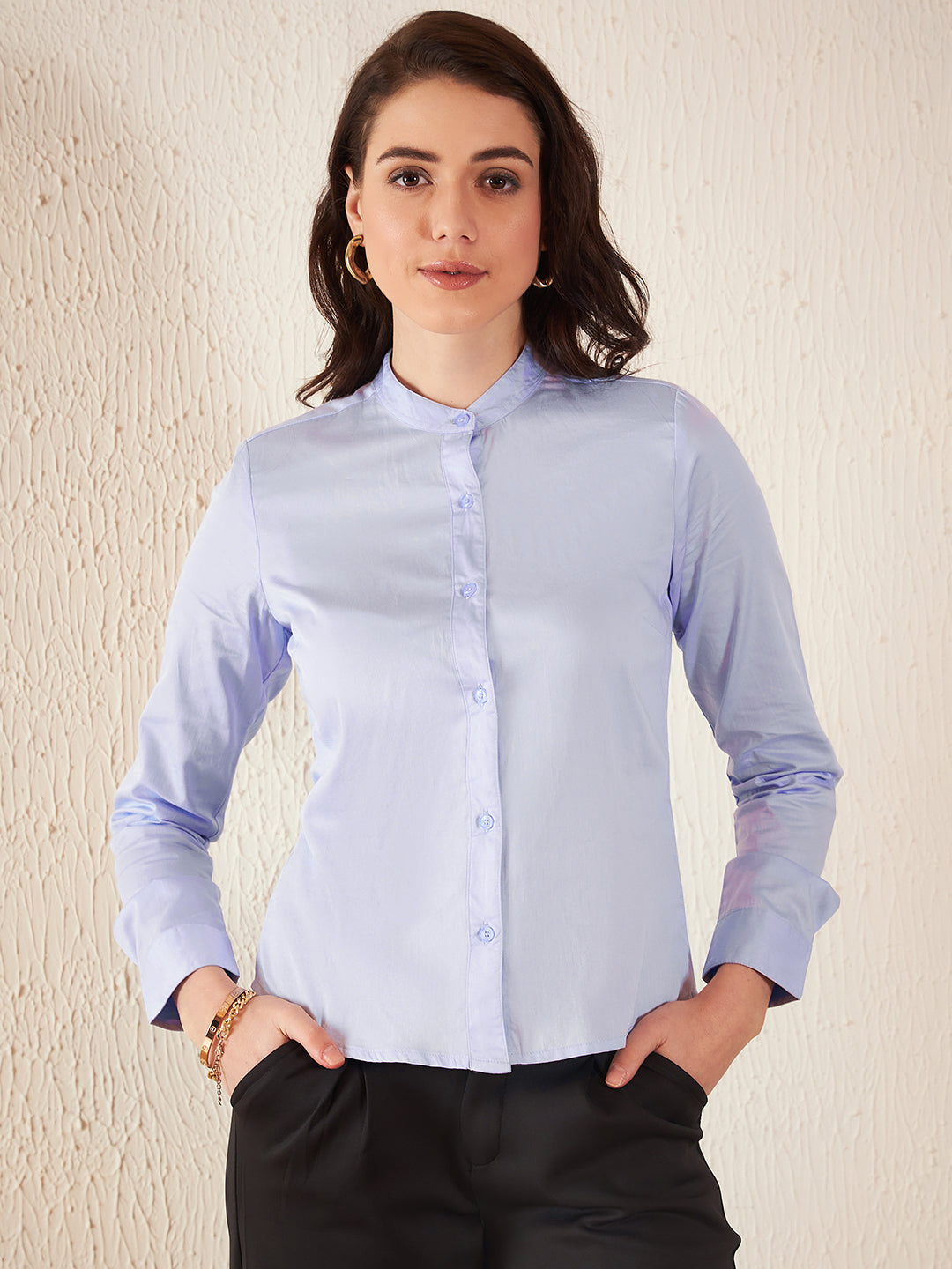 Lavender Slim Fit Cotton Formal Shirt