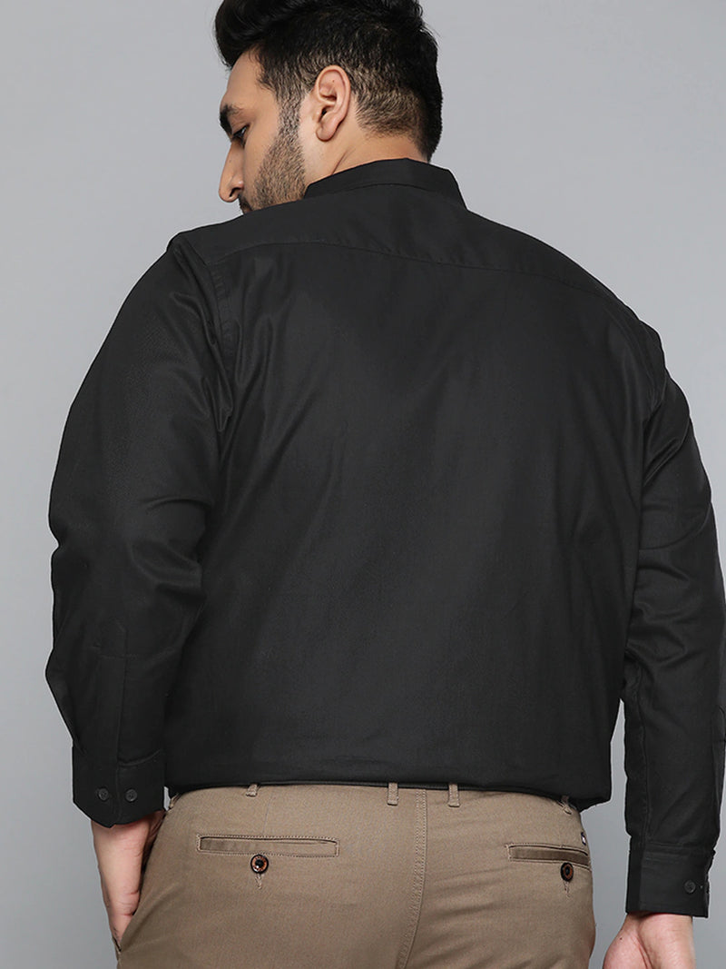 Black: Pure Cotton Solid Formal Shirt